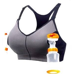 Pumping Bra Hands Free Nursing Breastfeeding Padded Maternity Sports Bra S NEW